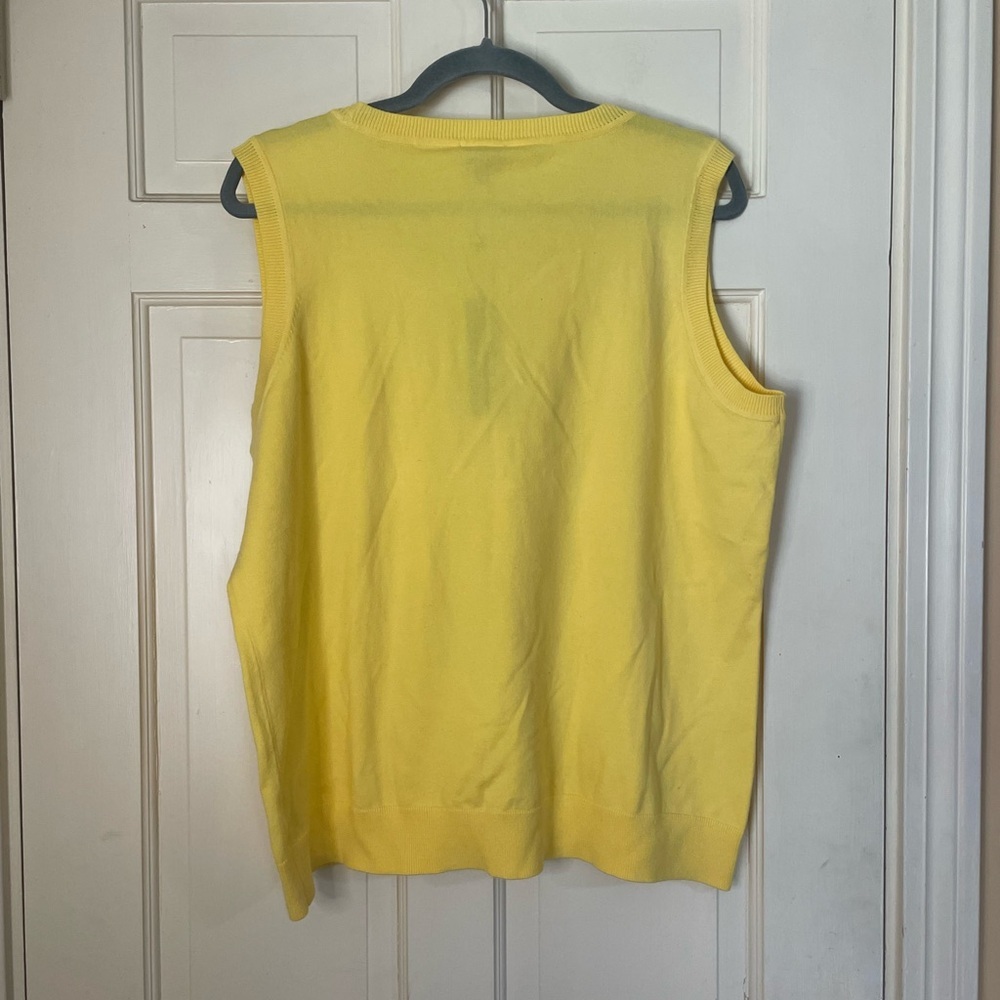 Talbots Sweater Vest Womens Yellow Pima Cotton Sleeveless Size 2X NWT - Picture 5 of 7